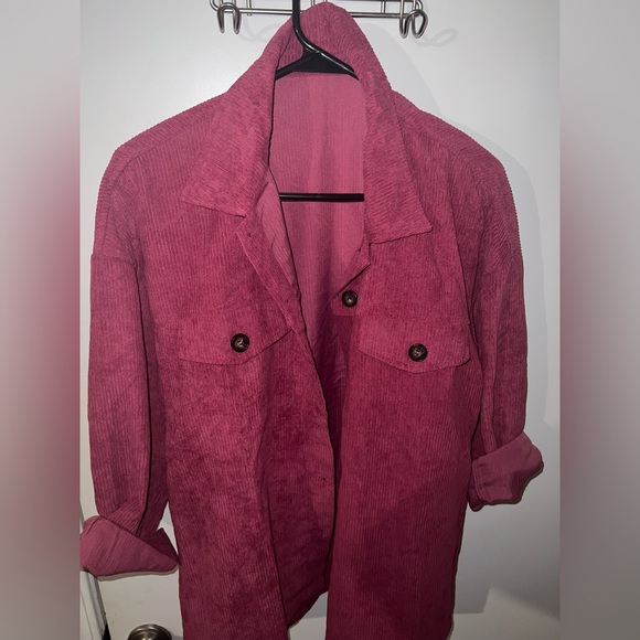 Fuchsia corduroy overshirt/shacket size m would also for small oversized. - Picture 2 of 5